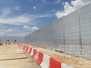 Permap Lite temporary metal noise barrier wall at Elmina Data Centre, Rawang, Selangor